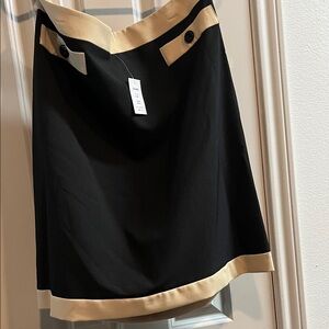 Black A-Line Skirt with Cream Trim